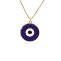 Yiwu Foreign Trade Copper Zircon Ornament Wholesale European And American Copper Plated Real Gold Love Fatima Devil's Eye Necklace sku image 2