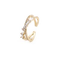 Simple Full Diamond Zircon Cross Copper Ring sku image 1