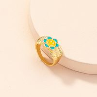 Korean Cute Flower Smiley Geometric Alloy Ring Wholesale sku image 2