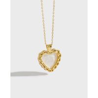 Korean Style Micro-inlaid Mother Shell Heart Short Necklace sku image 1