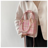 Fashion Plaid Pattern Pearl Chain Cross-body Handbag sku image 4