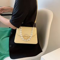 Fashion Solid Color Stone Grain Texture Pearl One-shoulder Messenger Tote Bag sku image 2