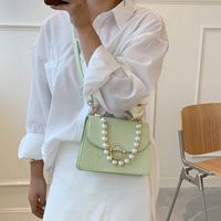 Fashion Solid Color Stone Grain Texture Pearl One-shoulder Messenger Tote Bag sku image 3