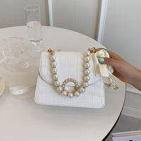 Fashion Solid Color Stone Grain Texture Pearl One-shoulder Messenger Tote Bag main image 2