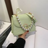 Fashion Solid Color Stone Grain Texture Pearl One-shoulder Messenger Tote Bag main image 4