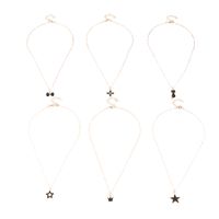 Simple Black Dripping Flower Five-pointed Star Crown Cat Pendant Necklace Set main image 8