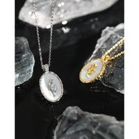 Korean Style Geometric Oval Tulip Shell Silver Necklace main image 2