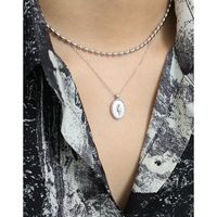 Korean Style Geometric Oval Tulip Shell Silver Necklace main image 3