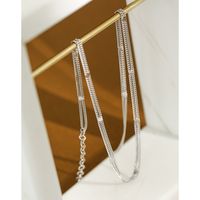Korean Style Double Layer Chain Silver Necklace main image 6