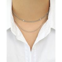 Korean Style Double Layer Chain Silver Necklace main image 4