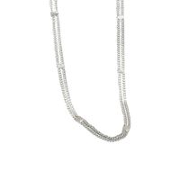Korean Style Double Layer Chain Silver Necklace main image 3