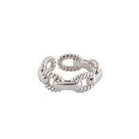 Korean S925 Sterling Silver Twist Chain Open Ring main image 6