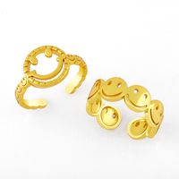 Fashion Smiley Chain Geometric Copper Ring Wholesale main image 2