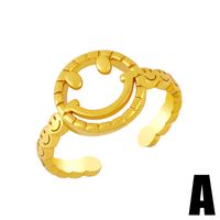 Fashion Smiley Chain Geometric Copper Ring Wholesale main image 3
