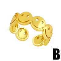 Fashion Smiley Chain Geometric Copper Ring Wholesale main image 4