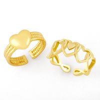 Simple Opening Adjustable Heart Hollow Copper Ring Wholesale main image 1
