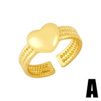 Simple Opening Adjustable Heart Hollow Copper Ring Wholesale main image 3