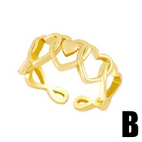 Simple Opening Adjustable Heart Hollow Copper Ring Wholesale main image 4