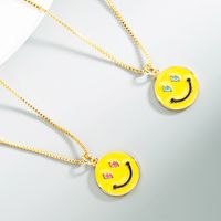 Korean Smiley Face Copper Drop Oil Pendant Necklace main image 3