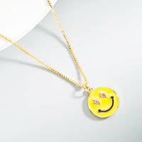 Korean Smiley Face Copper Drop Oil Pendant Necklace main image 4