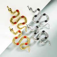 Punk Style Metal Snake-shaped Winding Inlaid Gemstone Earrings main image 1