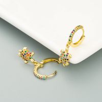 Fashion Animal Turtle Shape Copper Micro-inlaid Color Zircon Earrings main image 5