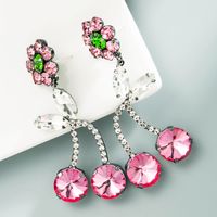 Boucles D'oreilles Longues En Diamant De Style Coréen Avec Fleur De Cerisier Rose main image 3