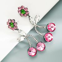 Boucles D'oreilles Longues En Diamant De Style Coréen Avec Fleur De Cerisier Rose main image 4