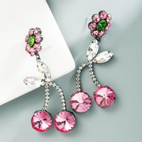 Boucles D'oreilles Longues En Diamant De Style Coréen Avec Fleur De Cerisier Rose main image 5