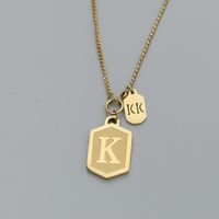 Titanium Steel Letter Square Brand Smiley Face Necklace Golden Clavicle Chain main image 3