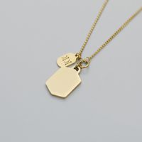 Titanium Steel Letter Square Brand Smiley Face Necklace Golden Clavicle Chain main image 4