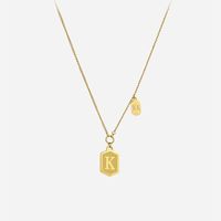Titanium Steel Letter Square Brand Smiley Face Necklace Golden Clavicle Chain main image 5