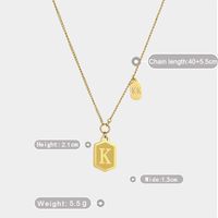 Titanium Steel Letter Square Brand Smiley Face Necklace Golden Clavicle Chain main image 6