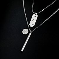 Fashion Letter Square Brand Tag Necklace Wholesale Stainless Steel Geometric Necklace Unisex main image 4