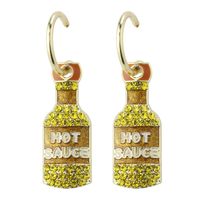 Fashion Letter Creative Wine Bottle Shape Alloy Diamond Earrings sku image 2