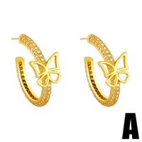 Simple New Butterfly Copper Inlaid Zircon Stud Earrings sku image 1