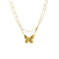 14k Golden Butterfly Pendant Necklace Titanium Steel Metal Necklac sku image 1