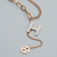 Diamant Buchstabe H Titanstahl Quaste Halskette Anhänger Kurze Schlüsselbeinkette sku image 1