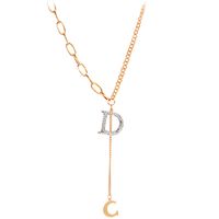 Fashion Letter D Titanium Steel Necklace Metal Chain Clavicle Chain sku image 1