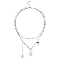 Titanium Steel Smiley Face Necklace Fashion Double-layer Pendant Clavicle Chain Sweater sku image 1