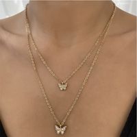 Fashion Diamond-studded Butterfly Pendent Multi-layer Necklace main image 5