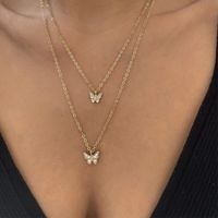 Fashion Diamond-studded Butterfly Pendent Multi-layer Necklace sku image 1