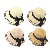 Korean Style Bow Wide-brimmed Sunshade Parent-child Straw Hat main image 3