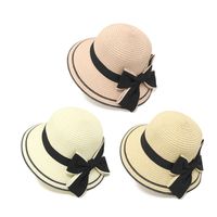 Korean Style Bow Wide-brimmed Sunshade Parent-child Straw Hat main image 4