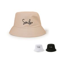 Korean Style Cute Embroidered Letter Heart Wide-brimmed Sun-shading Basin Hat main image 1