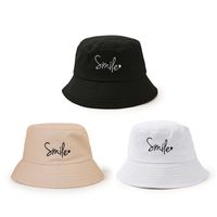 Korean Style Cute Embroidered Letter Heart Wide-brimmed Sun-shading Basin Hat main image 3