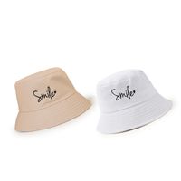 Korean Style Cute Embroidered Letter Heart Wide-brimmed Sun-shading Basin Hat main image 4