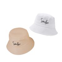 Korean Style Cute Embroidered Letter Heart Wide-brimmed Sun-shading Basin Hat main image 5