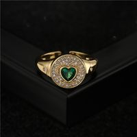 Retro Copper Red/green Zircon Heart Ring main image 3