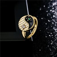 Fashion Oil Drop Copper Inlaid Zircon Tai Chi Gossip Ring main image 1